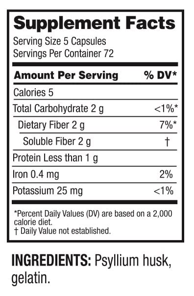 Guardian Psyllium Capsules daily-use pack emphasizes bulk value.
