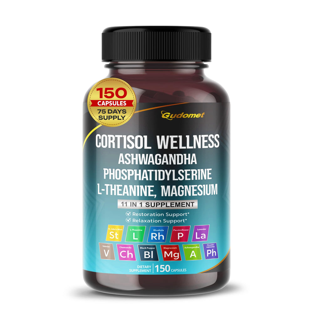 GUDOMET capsules in bottle-front layout showcasing cortisol wellness support