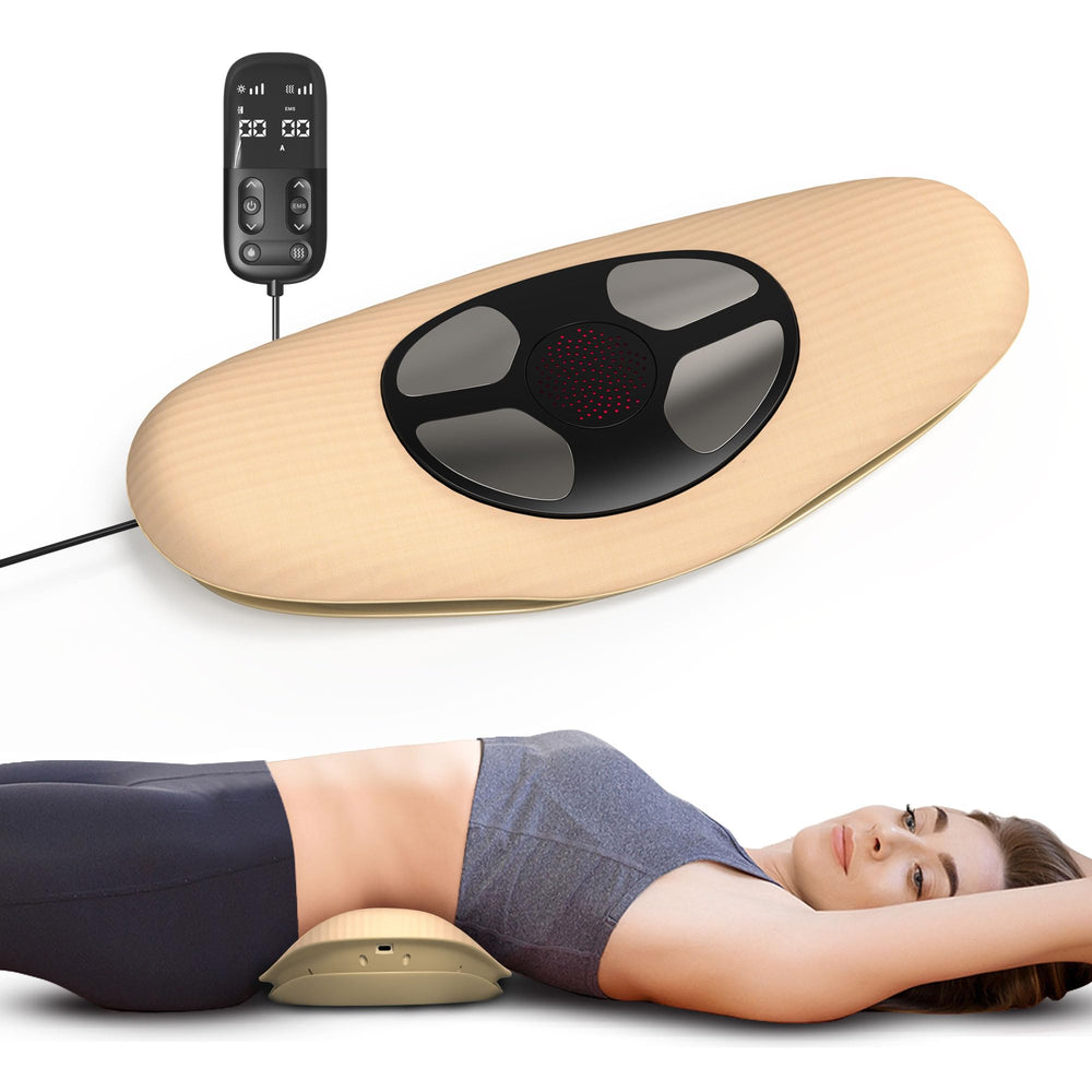 Guganas electric back stretcher with dynamic airbag traction for adjustable lumbar stretch.