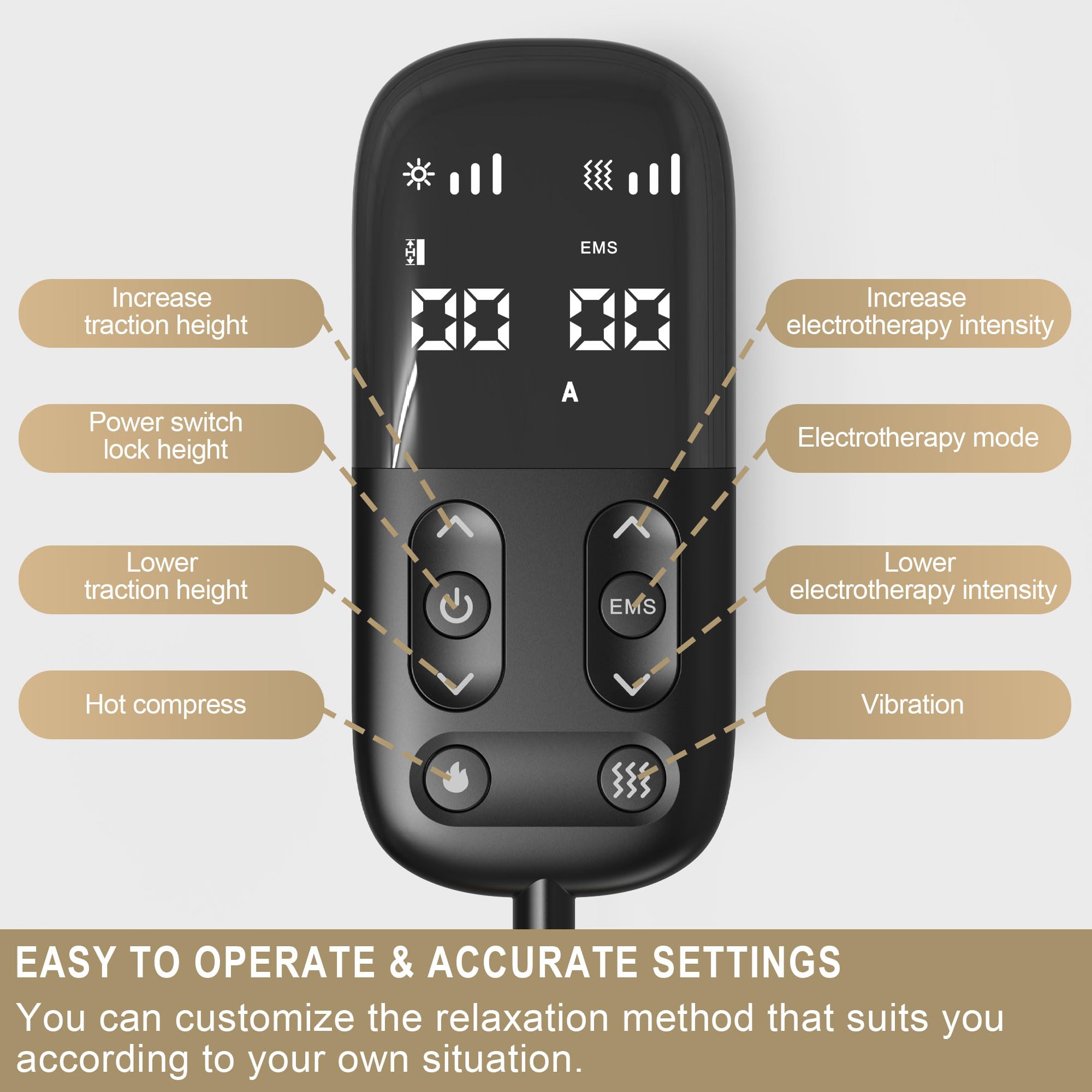 Guganas device offers 4 electrotherapy modes and 20 intensity levels for customization.