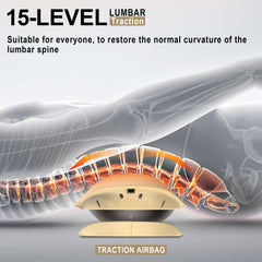 Guganas lumbar traction device powered by a long-lasting battery for portability.