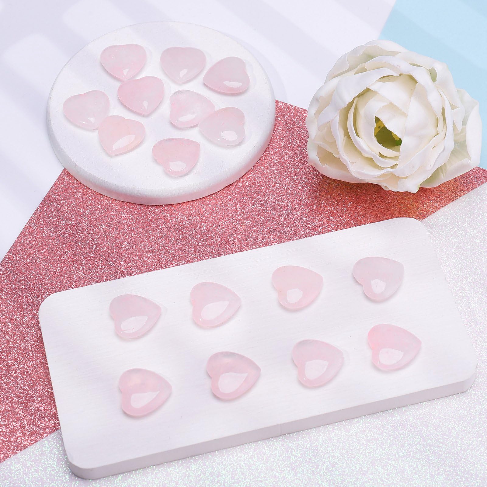 Guiqulai gift-pack of rose quartz hearts for crystal lovers and beginners