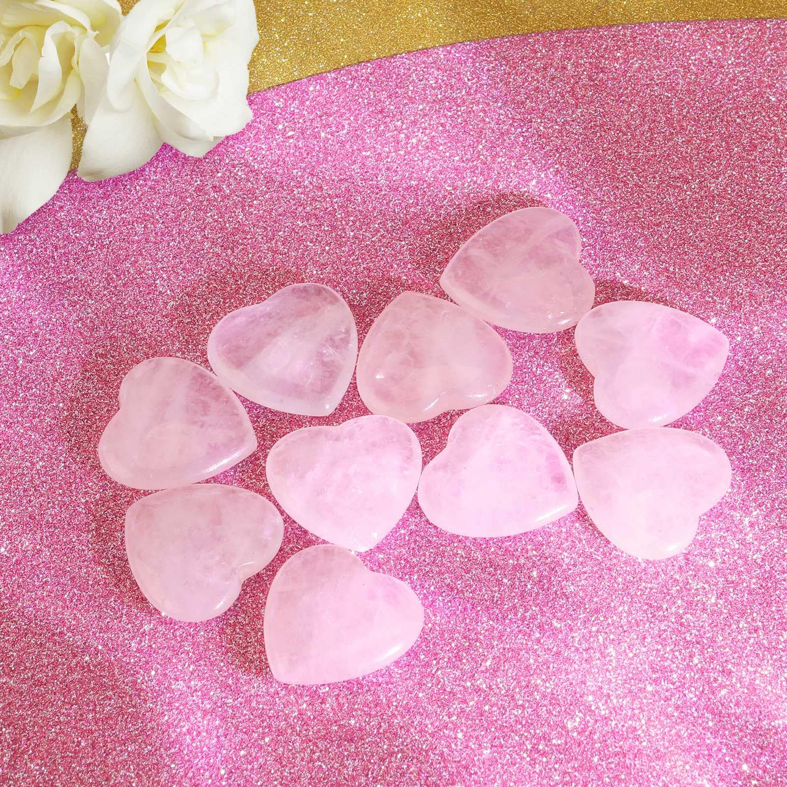 Guiqulai rose quartz heart with natural texture variety for display