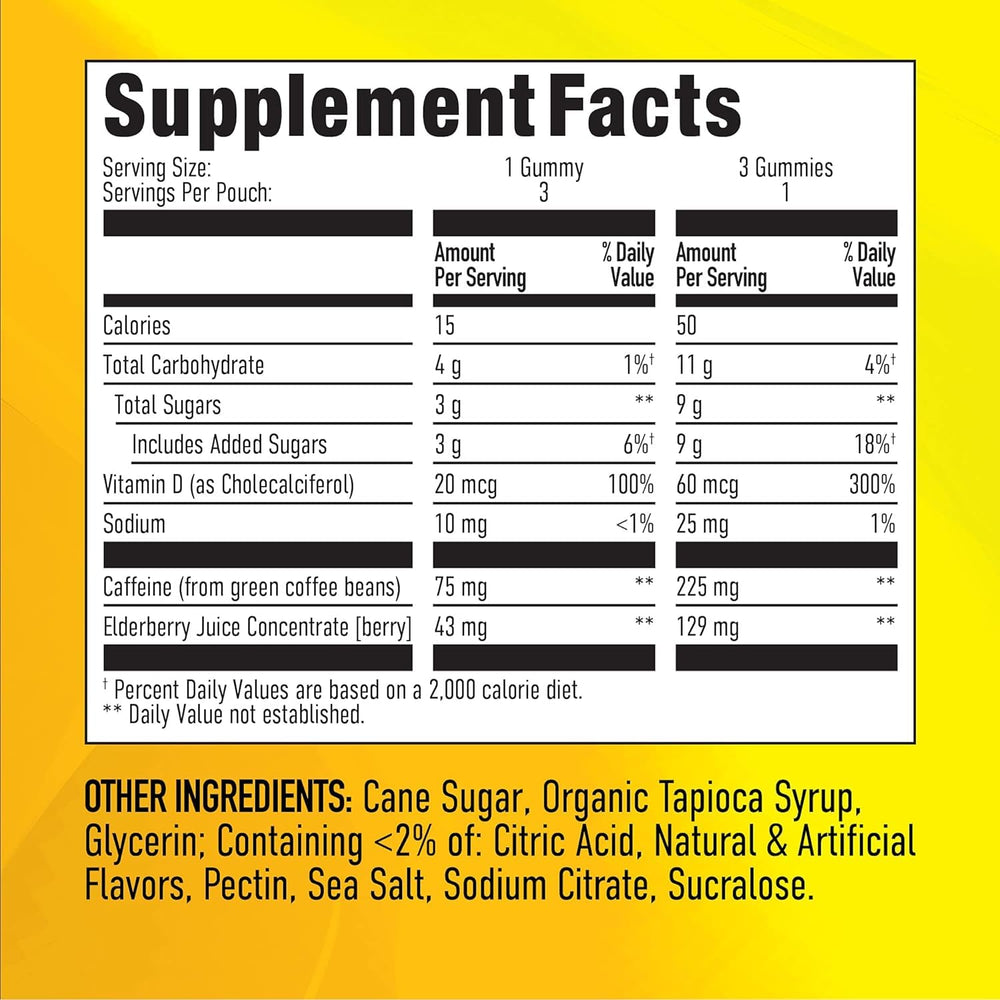 GummiShot ingredients feature pineapple and mango fruit powder for flavor