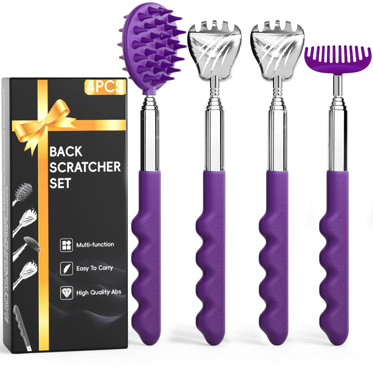 Gumry 4Pack telescoping back scratcher set offers versatile relief for hard-to-reach areas
