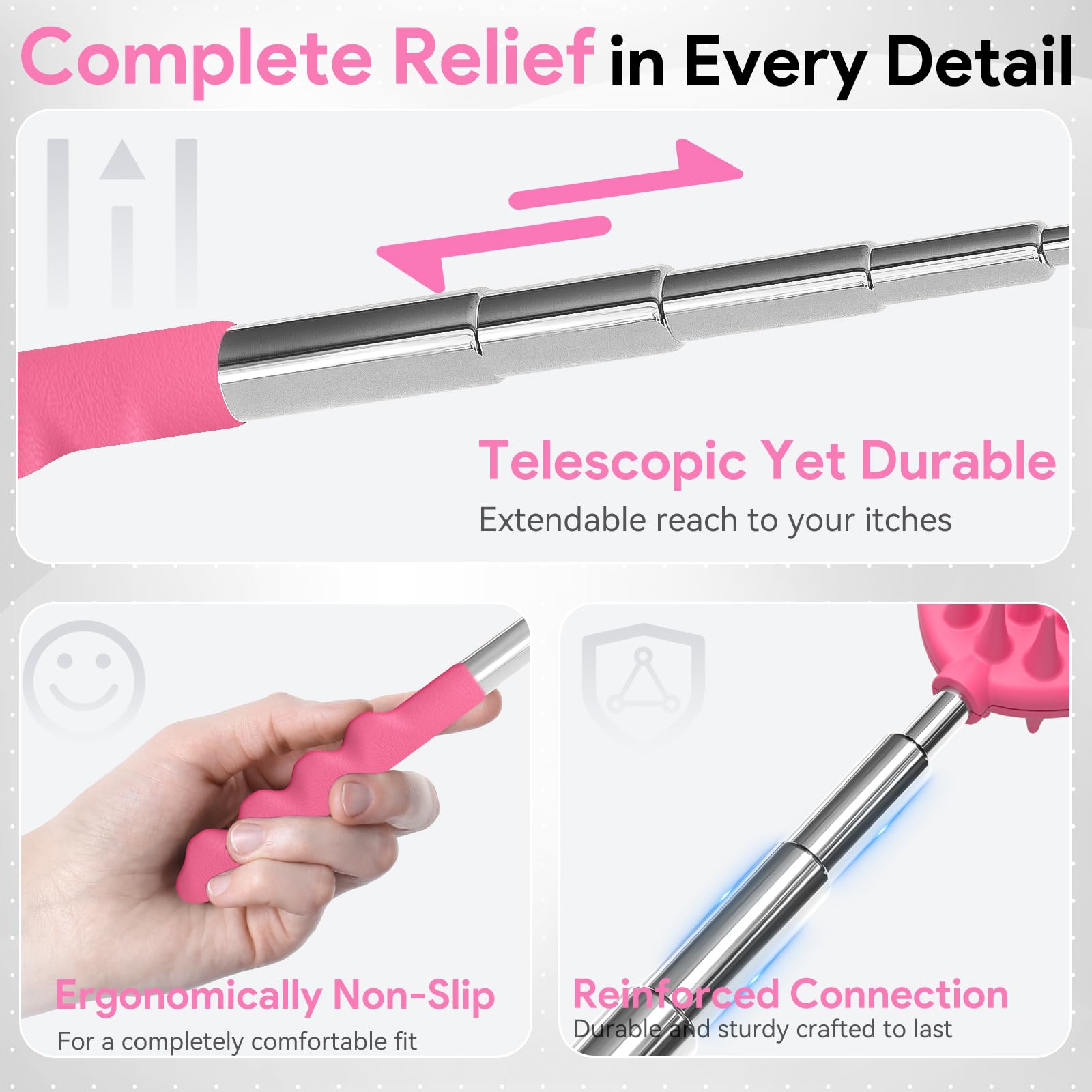 Gumry dual-sided ABS spike head for versatile scratching.