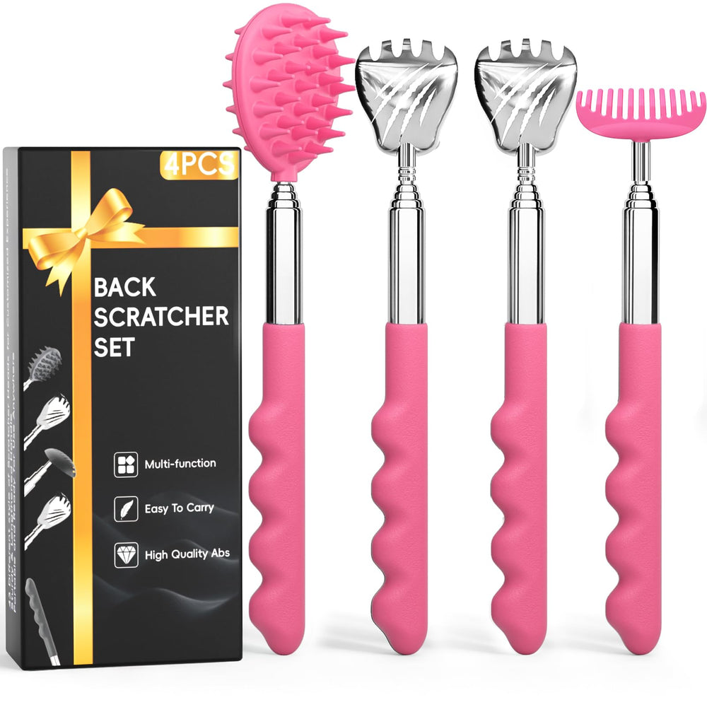 Gumry back scratcher with extendable handle for difficult reach.