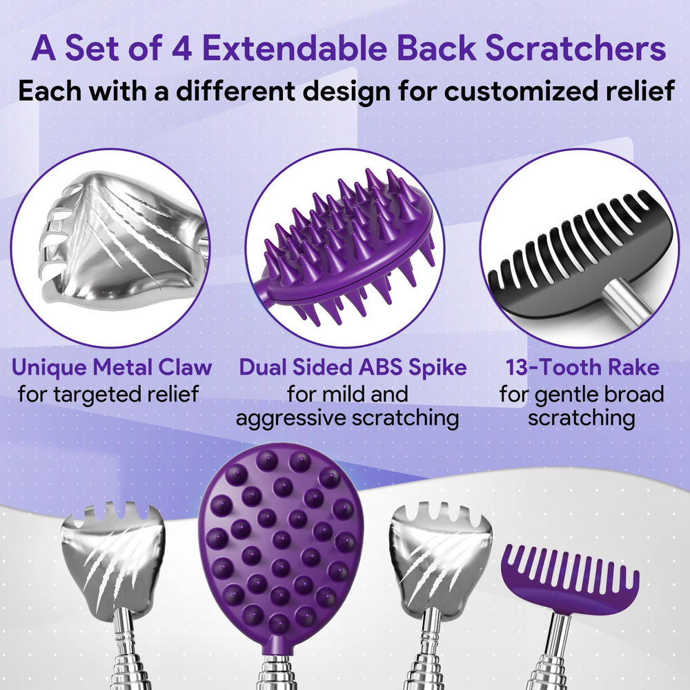 Gumry back scratcher with metal claws for targeted back relief