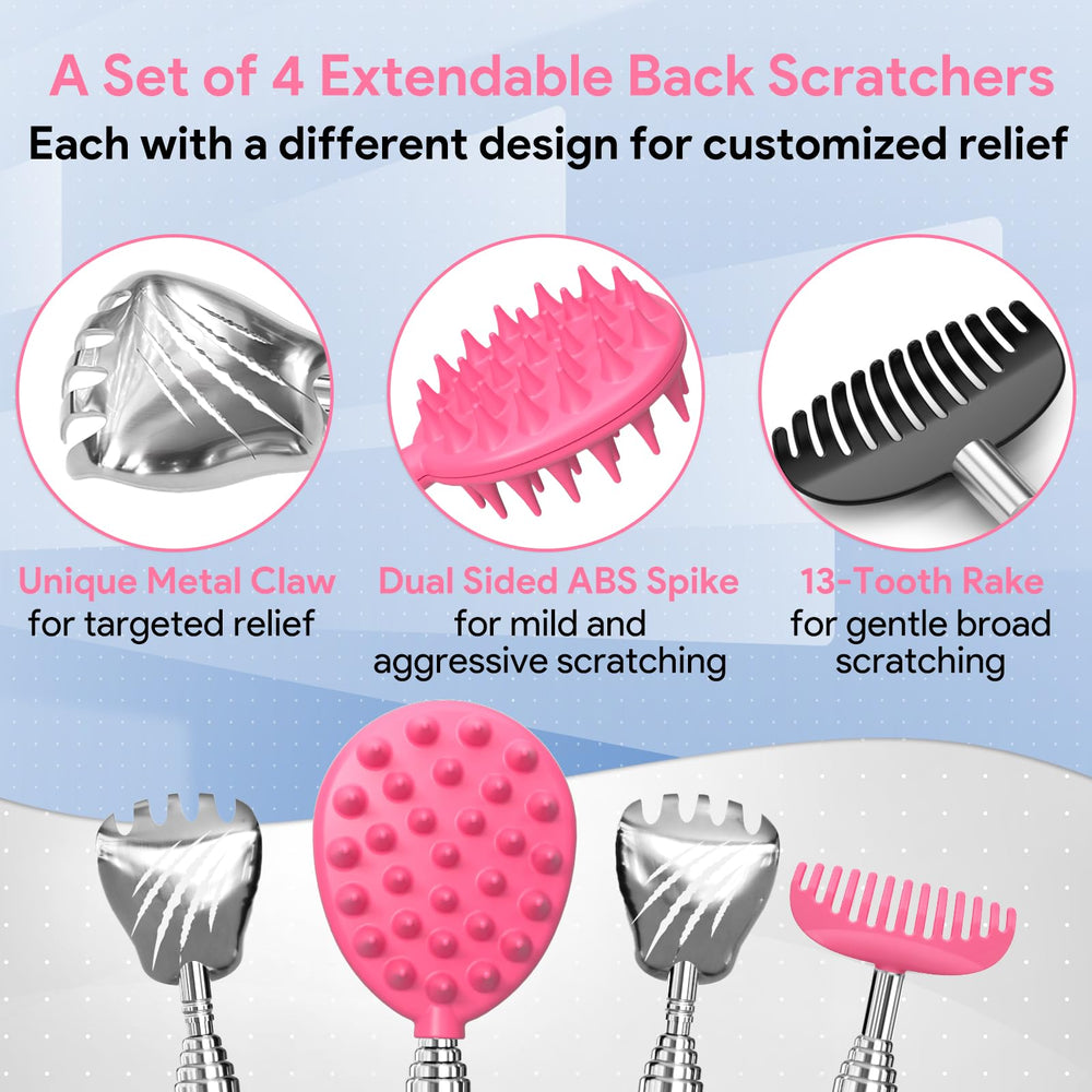 Gumry back scratcher with sleek metal claws for targeted relief.