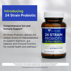 Gundry MD 24 Strain probiotic capsules close-up for diverse strains.