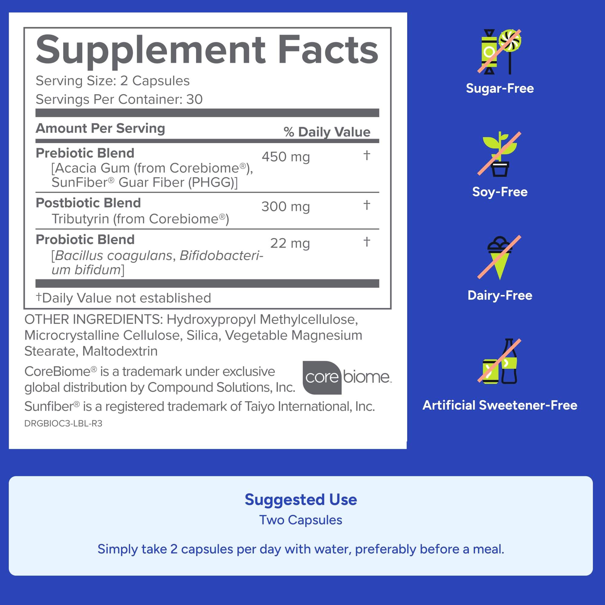 Gundry MD Bio Complete 3 postbiotic blend icon emphasizing mitochondria energy support.