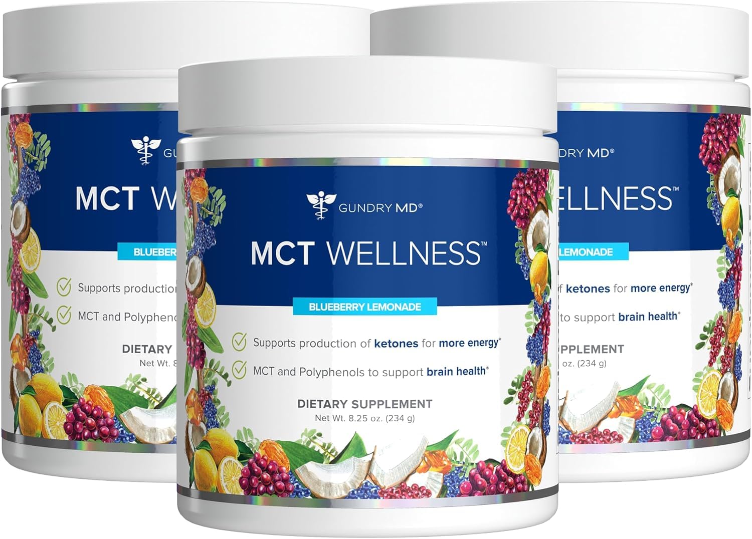 Gundry MD MCT Wellness Powder blueberry lemonade pour energizes keto-friendly mix