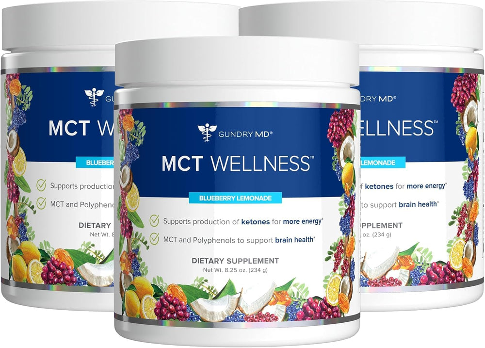 Gundry MD MCT Wellness Powder blueberry lemonade pour energizes keto-friendly mix