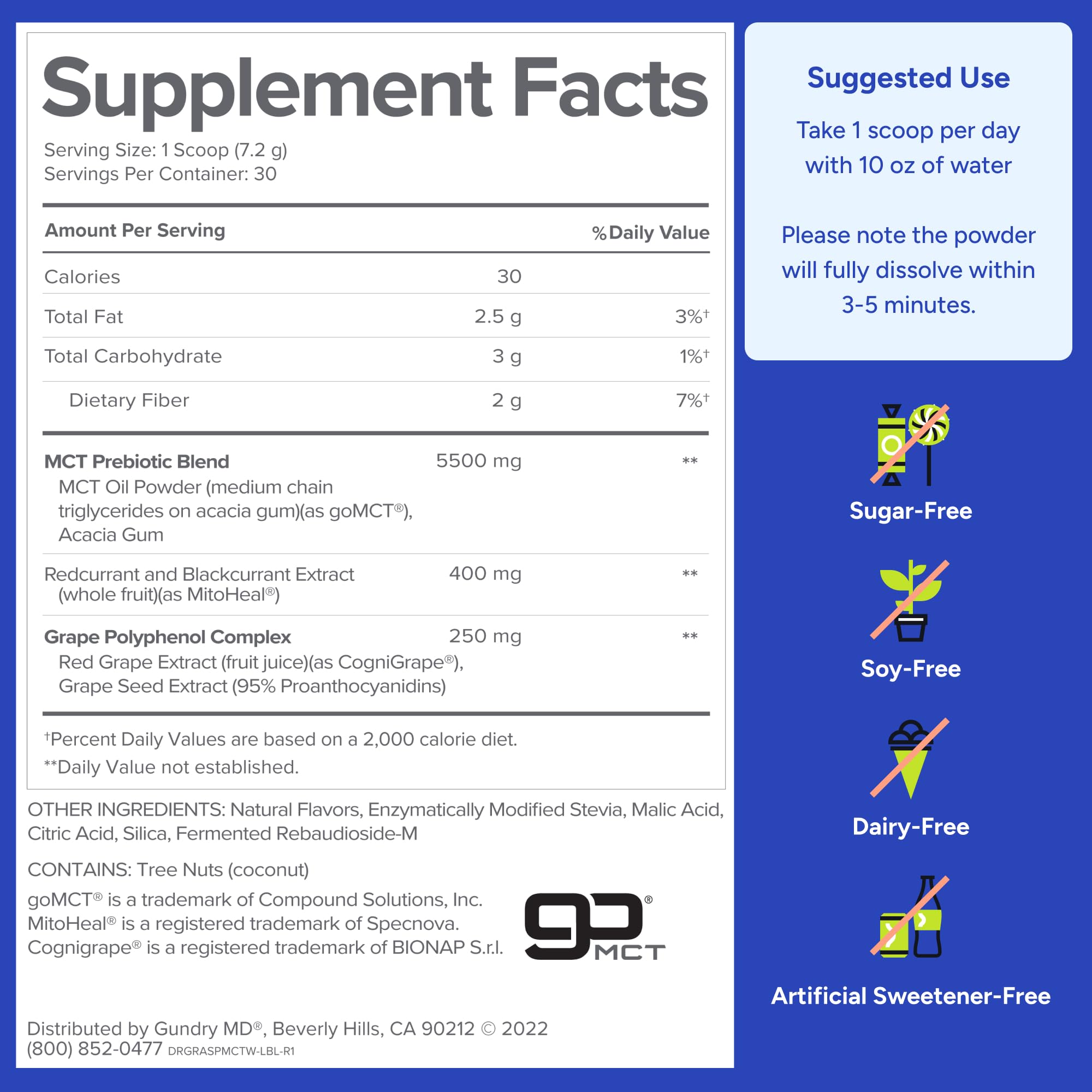 Gundry MD MCT Wellness powder dissolving in water for easy daily use