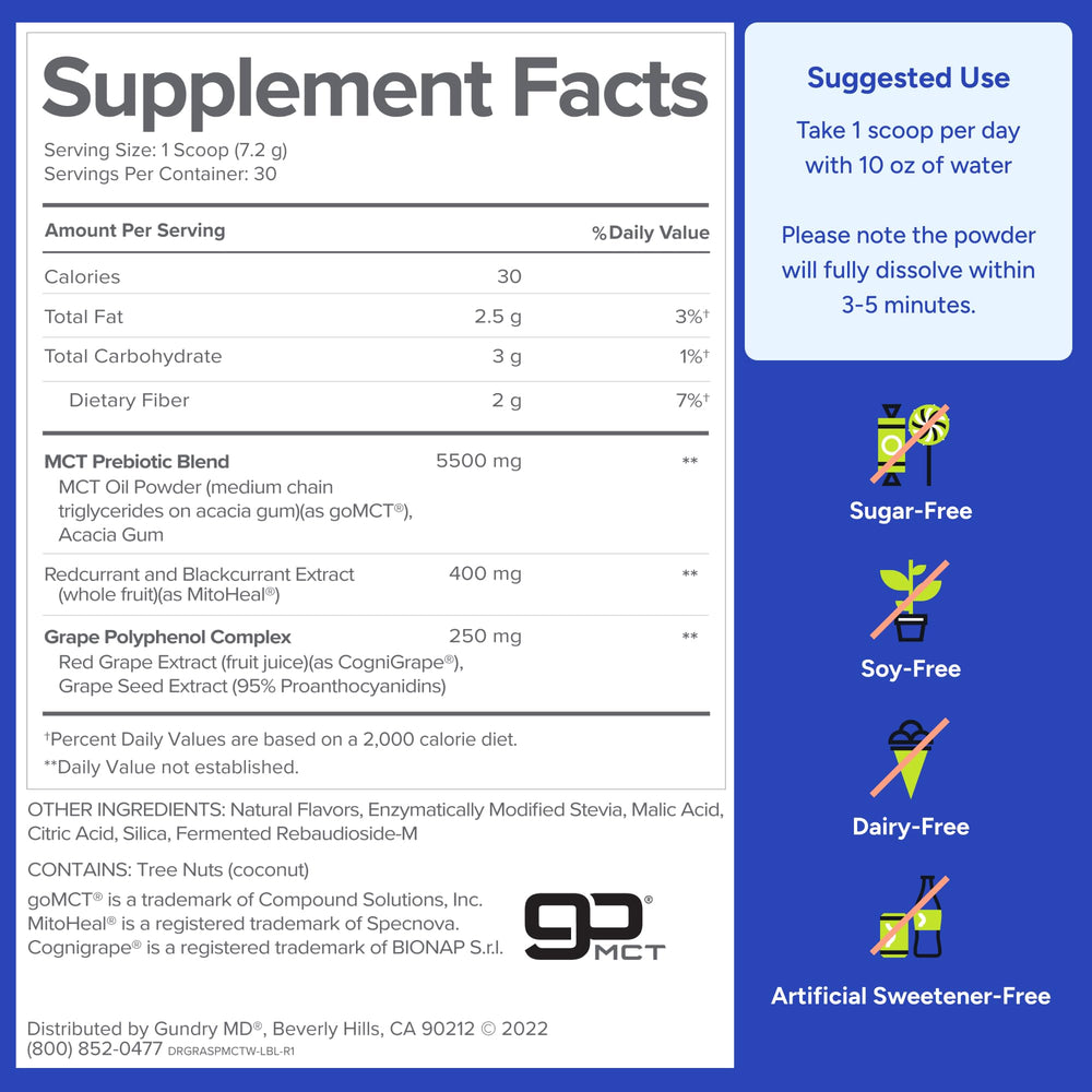 Gundry MD MCT Wellness powder dissolving in water for easy daily use