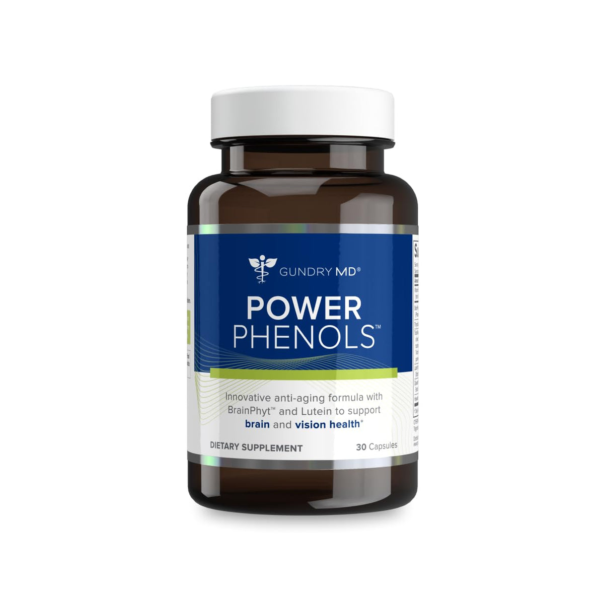 Gundry MD Power Phenols bottle sits on a counter for daily cognitive support.