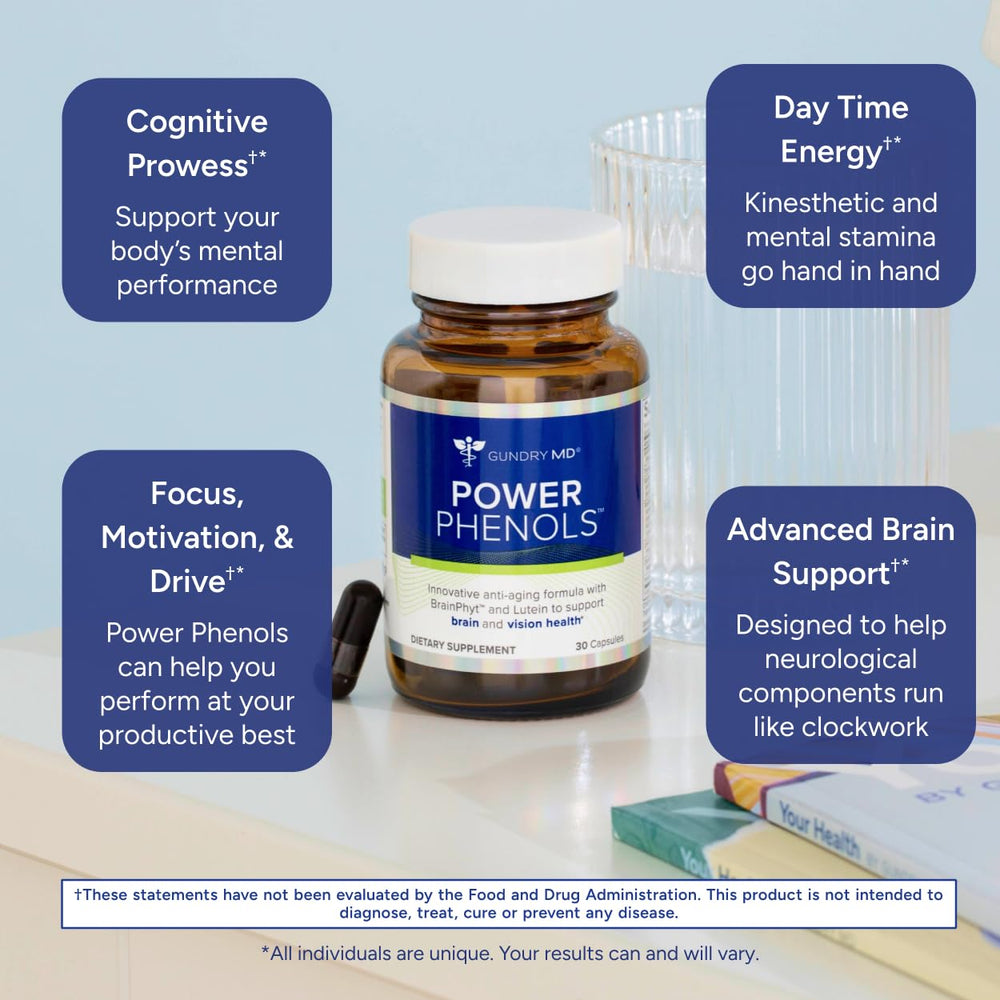 Gundry MD Power Phenols capsules ready for a focused morning.
