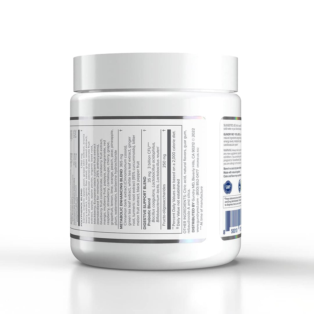 Gundry MD Vital Reds ingredients panel highlighting polyphenols.
