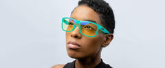 Gunnar amber-tint reading glasses lens detail highlighting patent design for crisp viewing.
