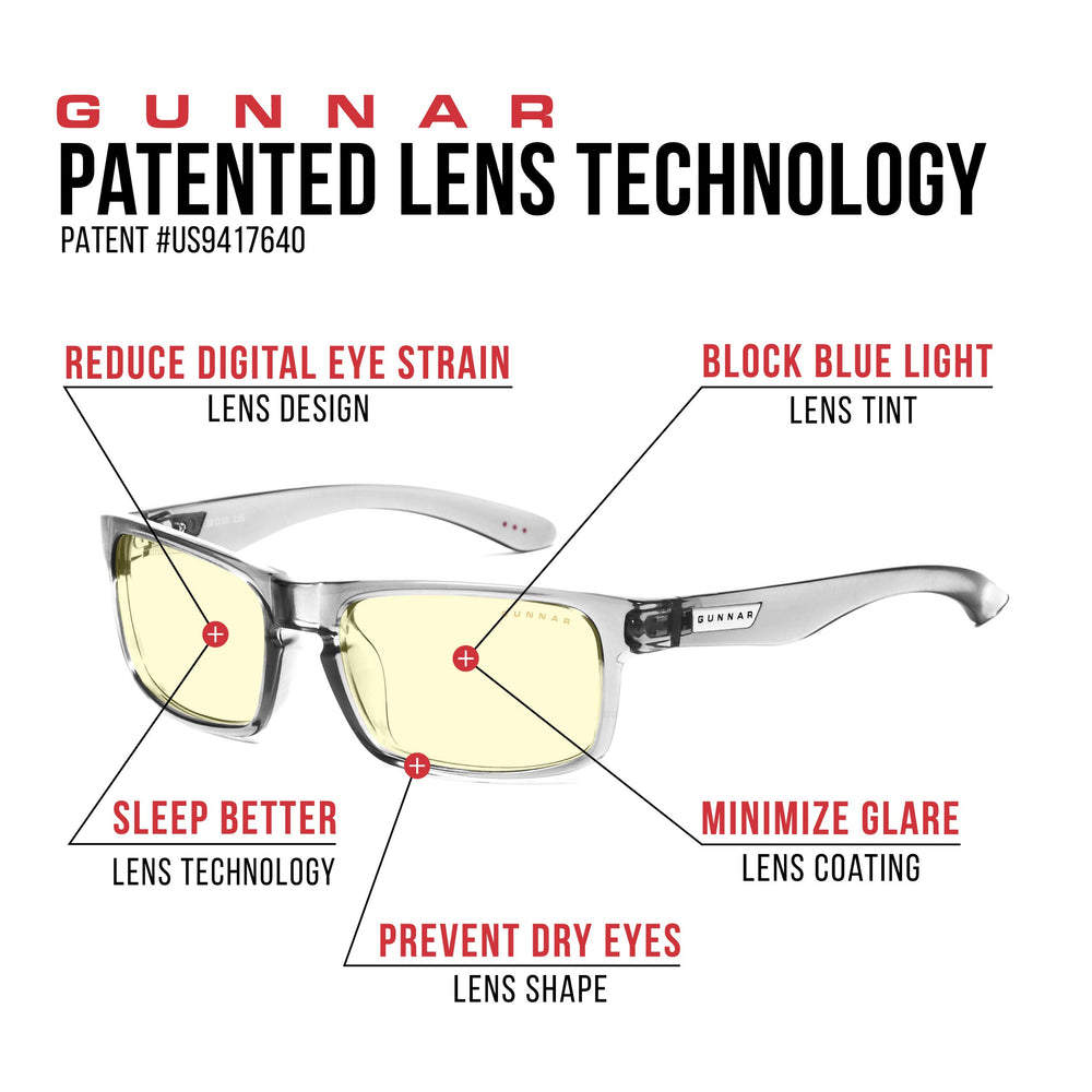 Gunnar Enigma amber tint lenses offer warmer contrast for late-night use.