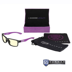 GUNNAR Enigma Black Panther Edition frame closeup; durable nylon for gaming comfort.