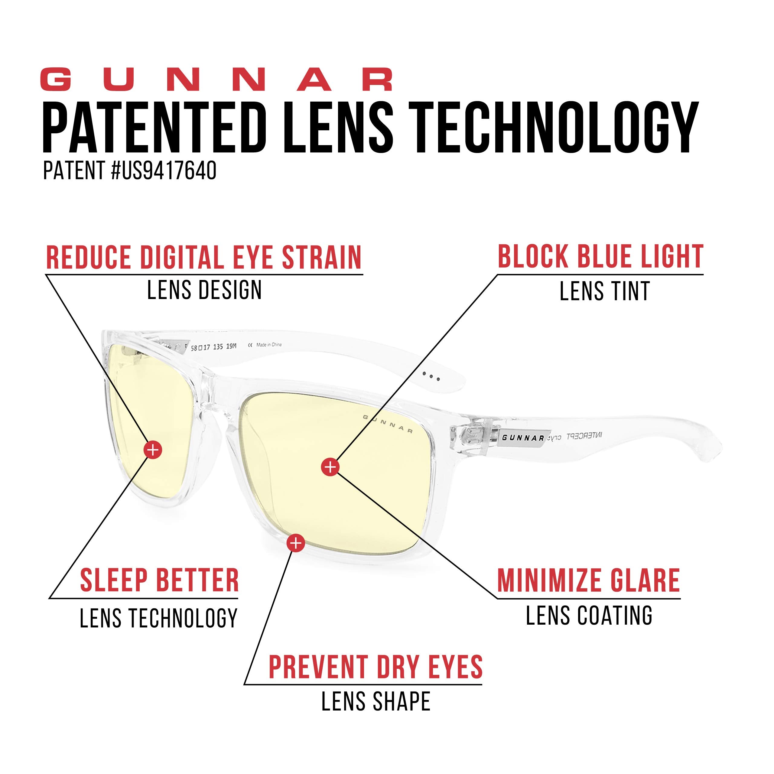 GUNNAR Intercept side-frame design emphasizes comfort during extended screen time.