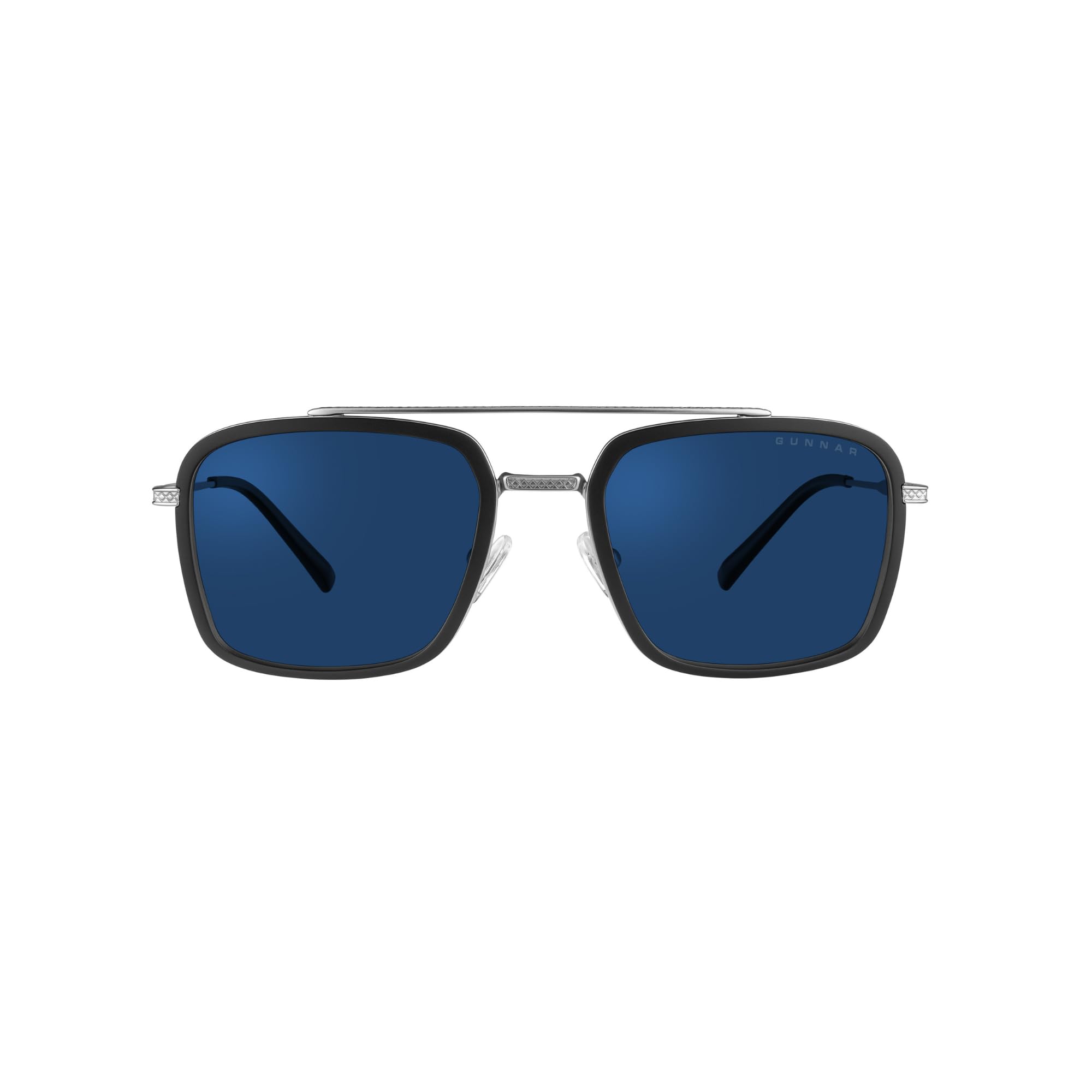 GUNNAR Stark Industries Edition blue light sunglasses front view, highlighting lightweight frame for screen work