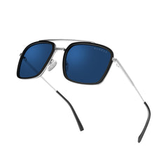 GUNNAR Stark Industries Edition blue light sunglasses on face, real-world usage during work