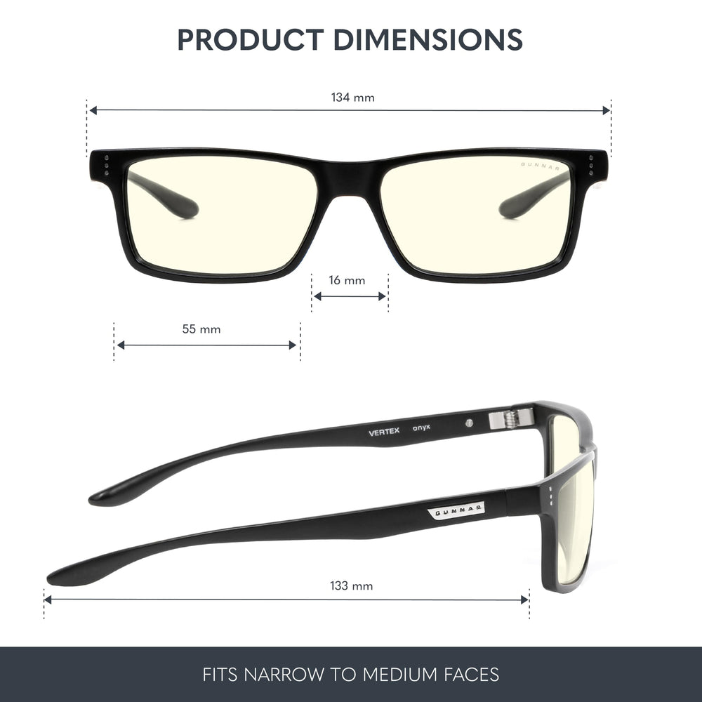 Gunnar Vertex side profile glasses lightweight frame for all-day comfort