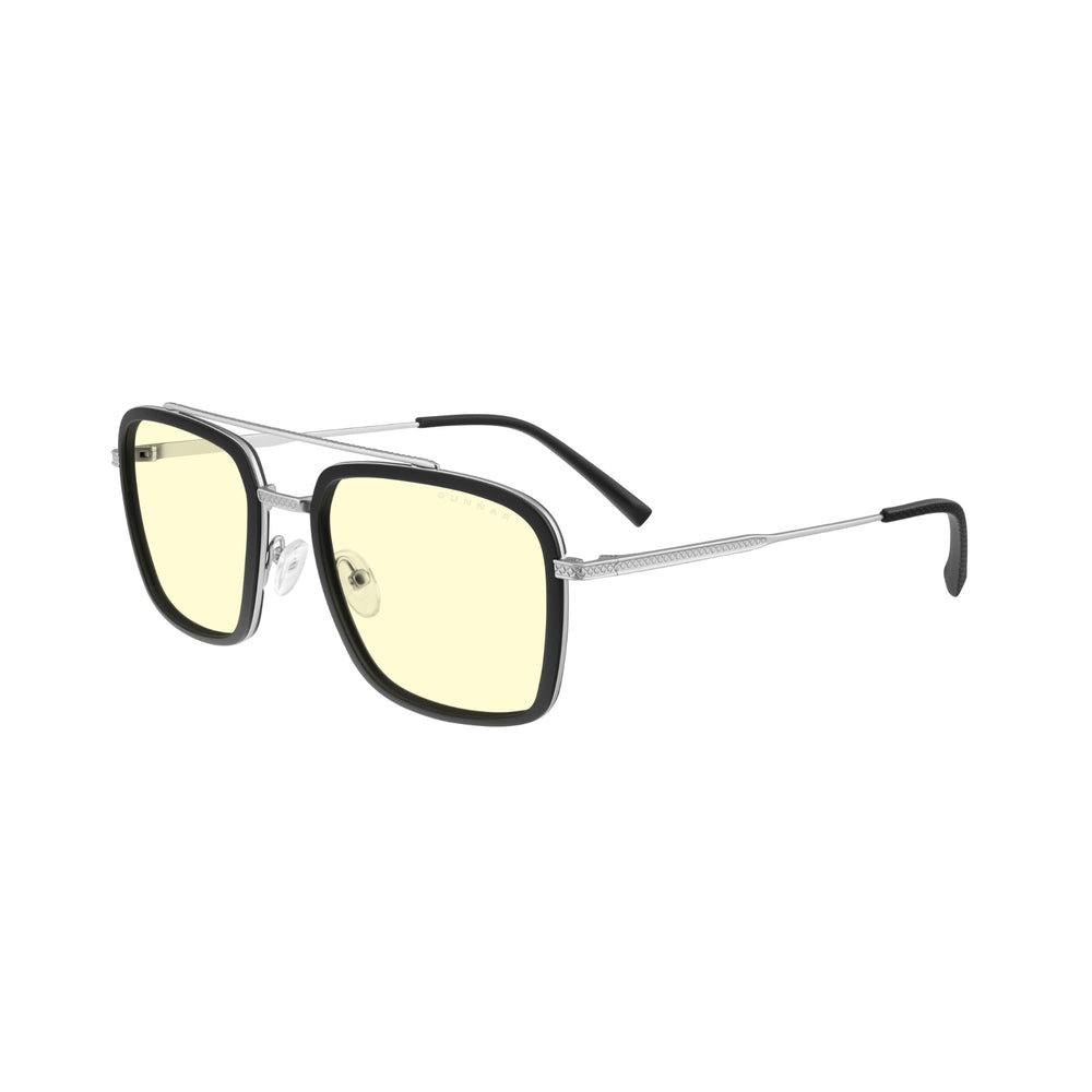 GUNNAR Stark Edition amber tint lens highlights enhanced contrast for late-night work.