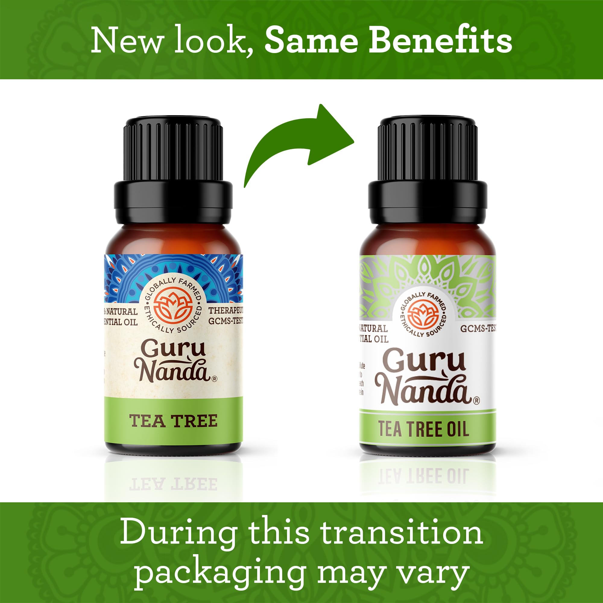 GuruNanda Tea Tree Essential Oil 2x0.5 oz pack ready for DIY blends.