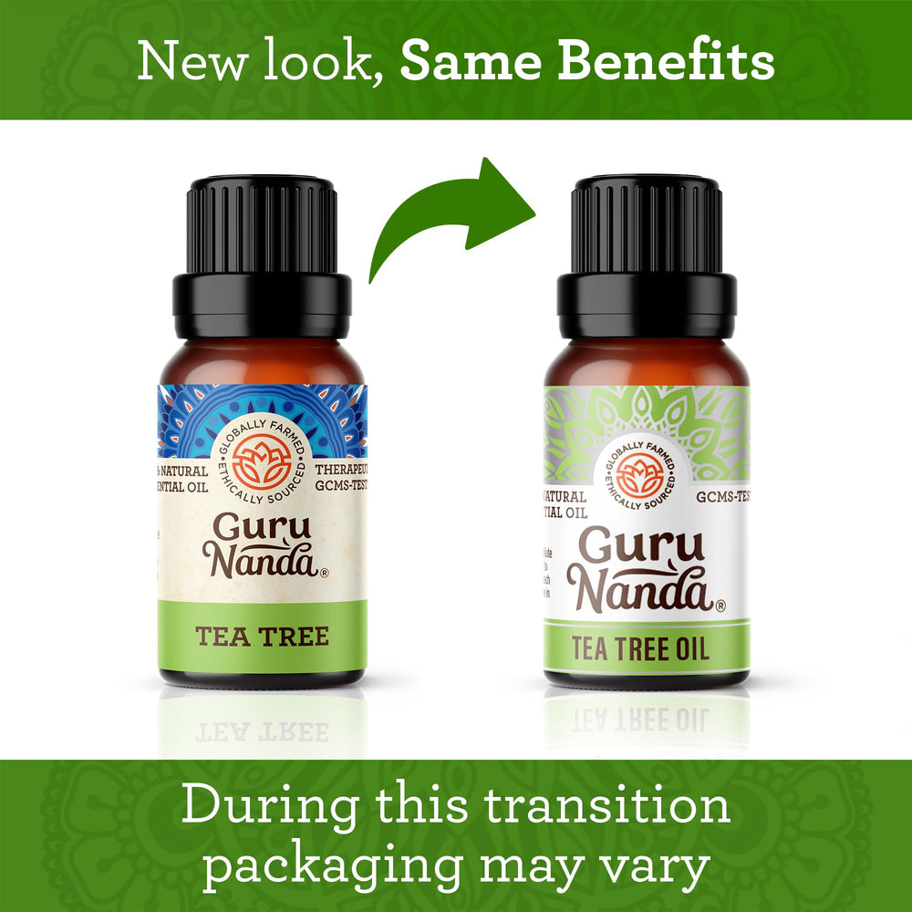 GuruNanda Tea Tree Essential Oil 2x0.5 oz pack ready for DIY blends.