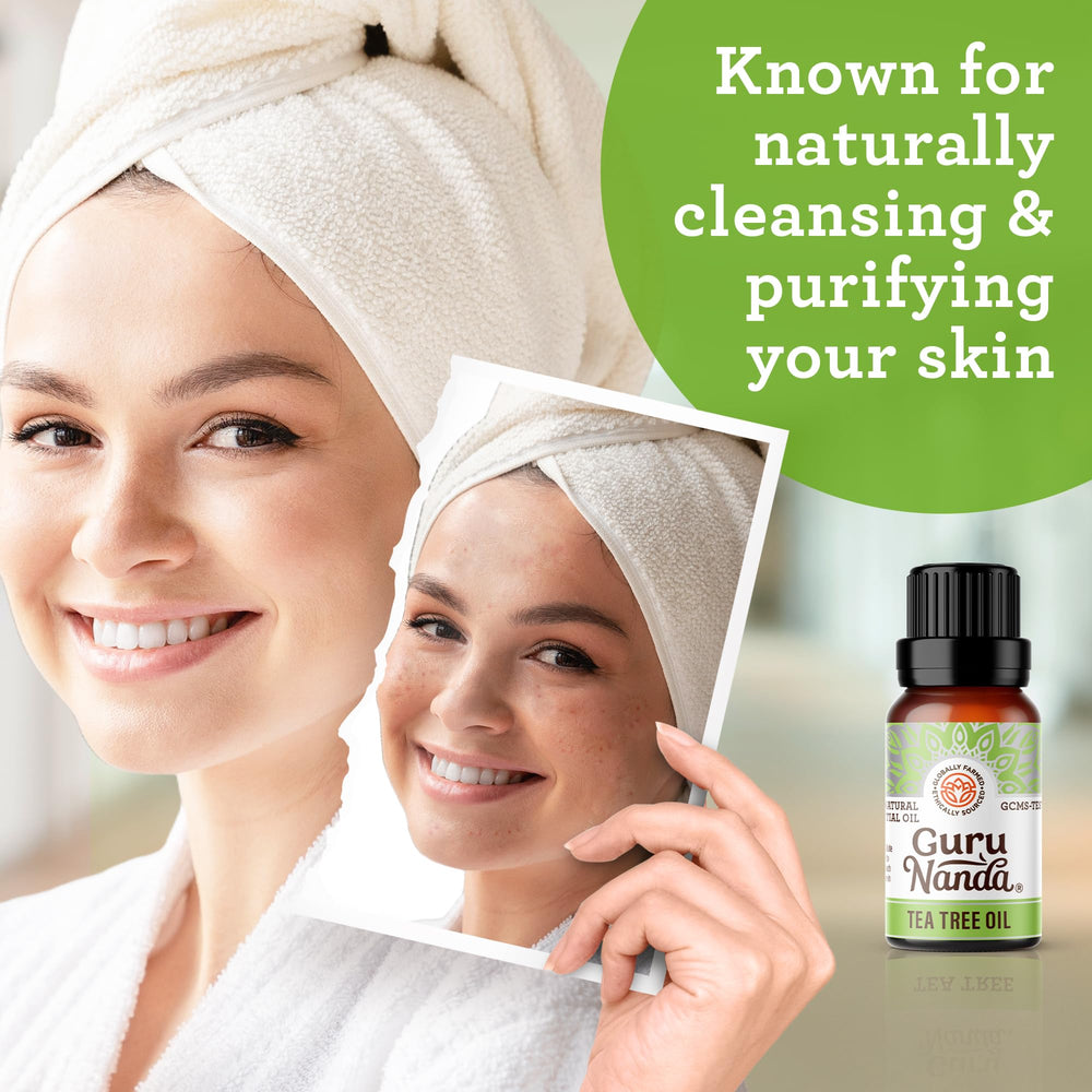 GuruNanda Tea Tree Essential Oil used in DIY blends with carrier oils.