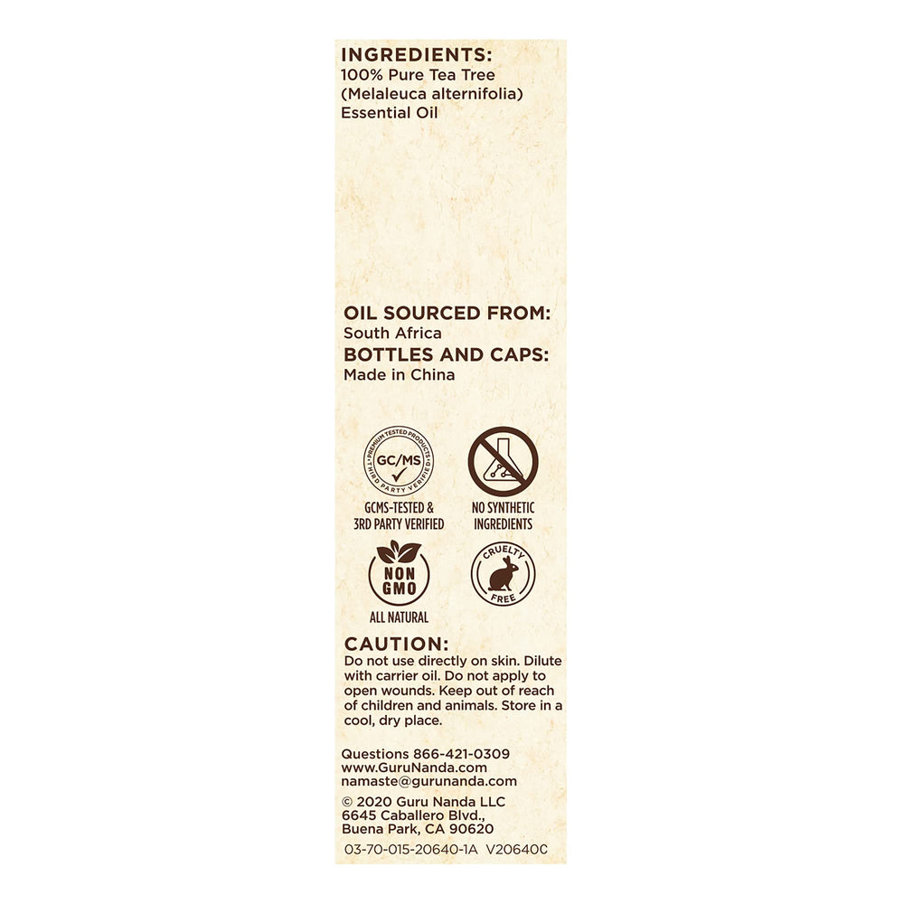 GuruNanda Tea Tree Essential Oil GCMS tested to ensure quality.