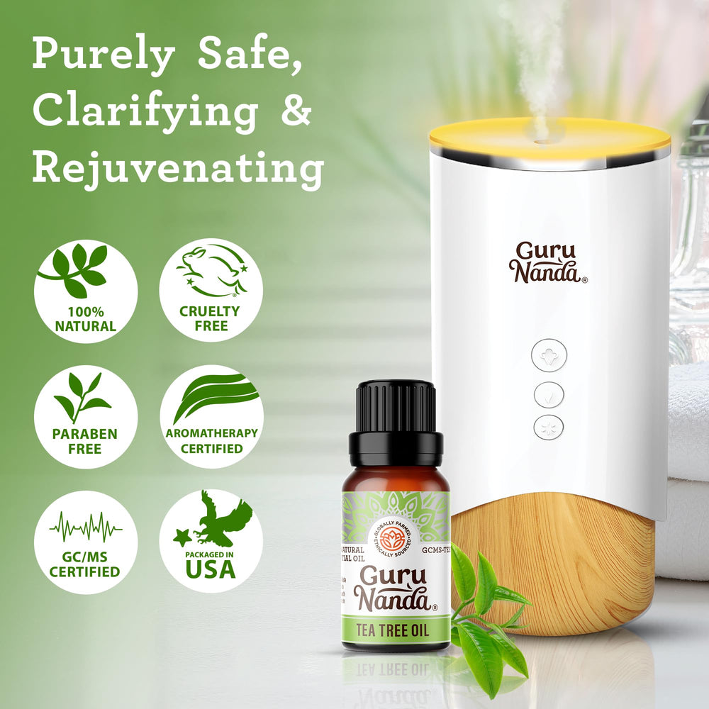 GuruNanda Tea Tree Essential Oil blends with shampoos or body washes.