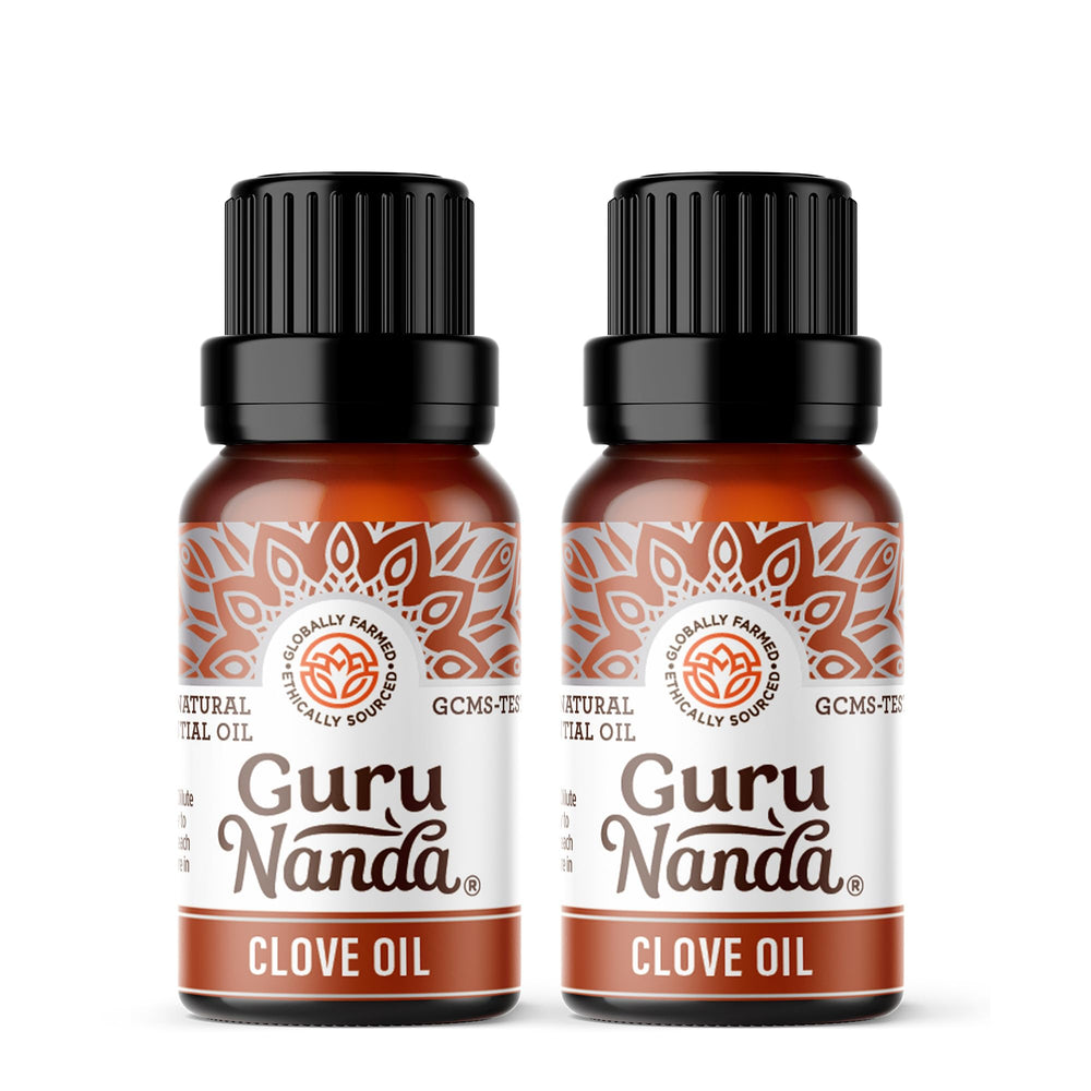 GuruNanda Clavo, botella de vidrio ámbar para aromaterapia y masajes.