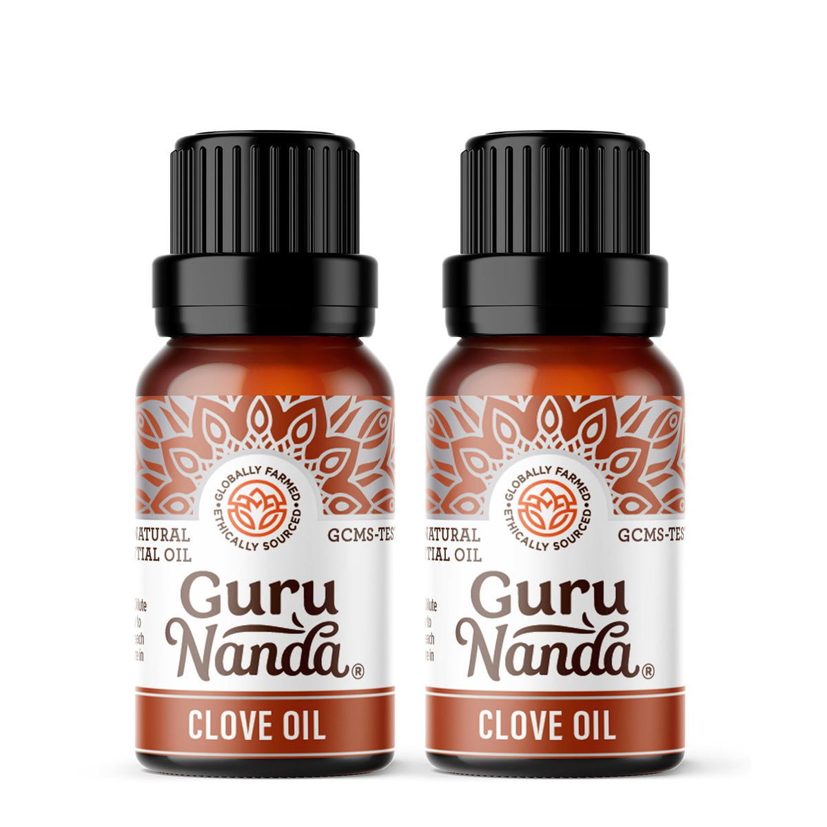 GuruNanda Clavo, botella de vidrio ámbar para aromaterapia y masajes.