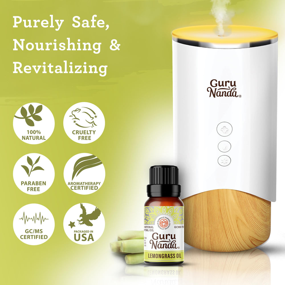 GuruNanda Aceite esencial Lemongrass para ambientar habitaciones y eliminar olores.