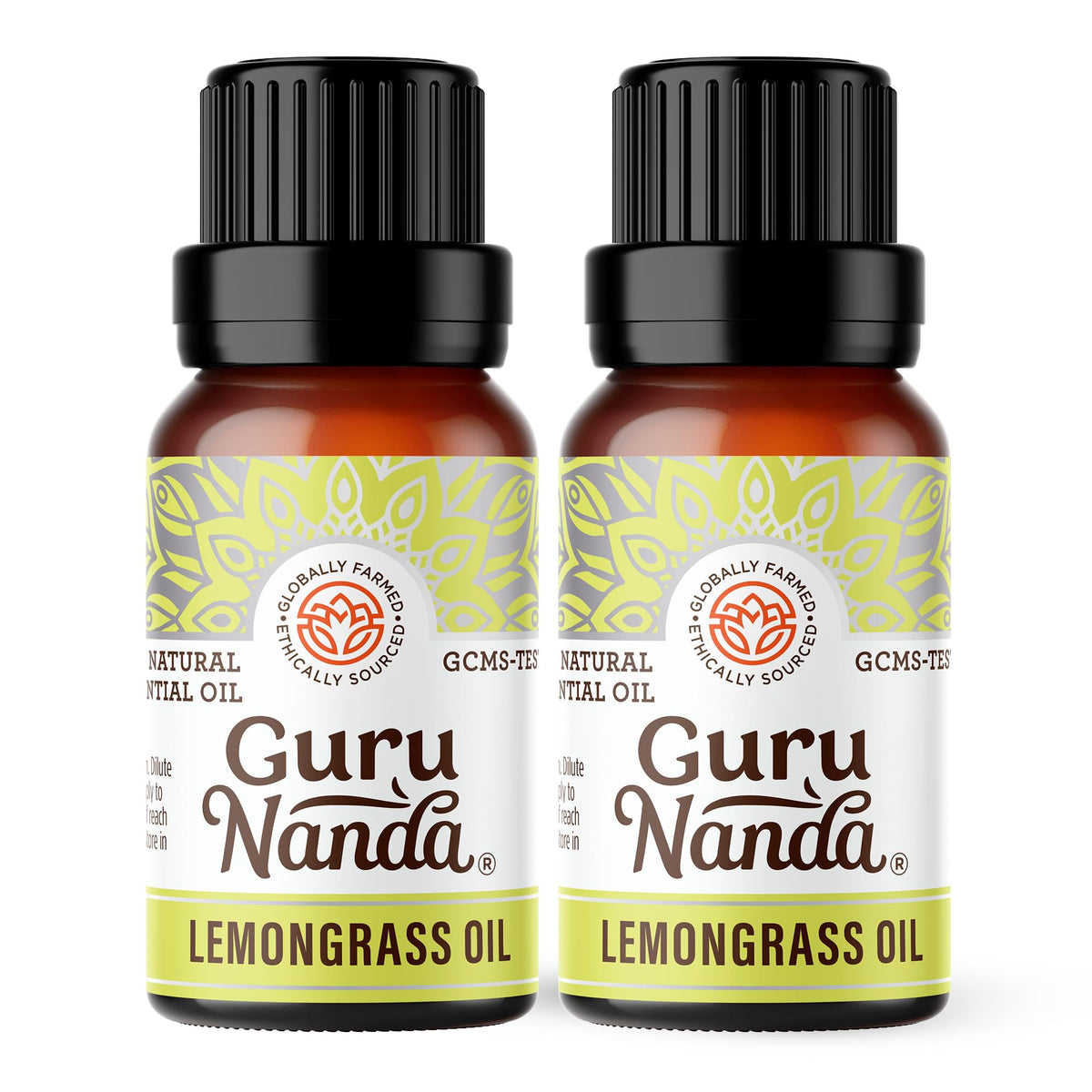 GuruNanda Aceite esencial Lemongrass en bote para aromaterapia energizante y purificación.