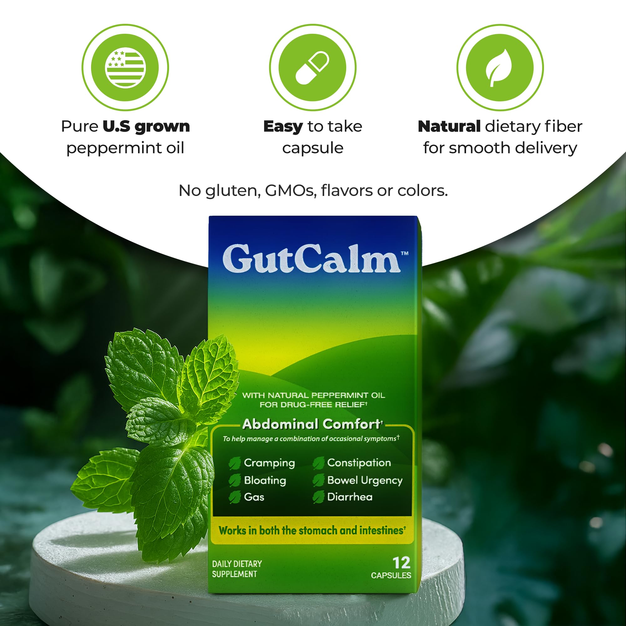 GutCalm etiqueta producto con indicaciones fáciles de seguir
