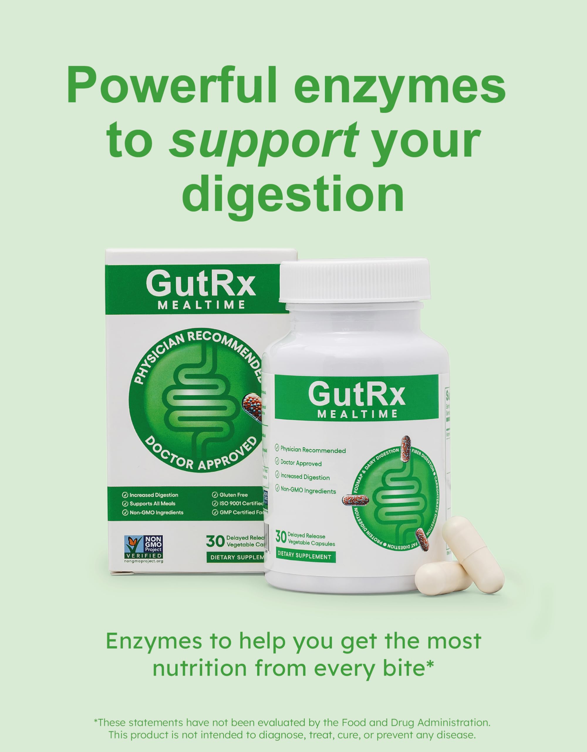 GutRx Mealtime capsules pack offers convenient daily meal support.