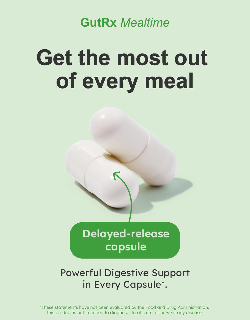 GutRx Mealtime serving scoop with capsules for easy dosing.