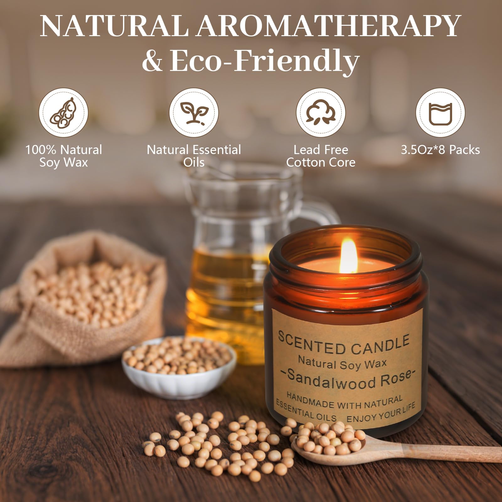 GUYHNE Sage jar candle with fresh herbal aroma for focus