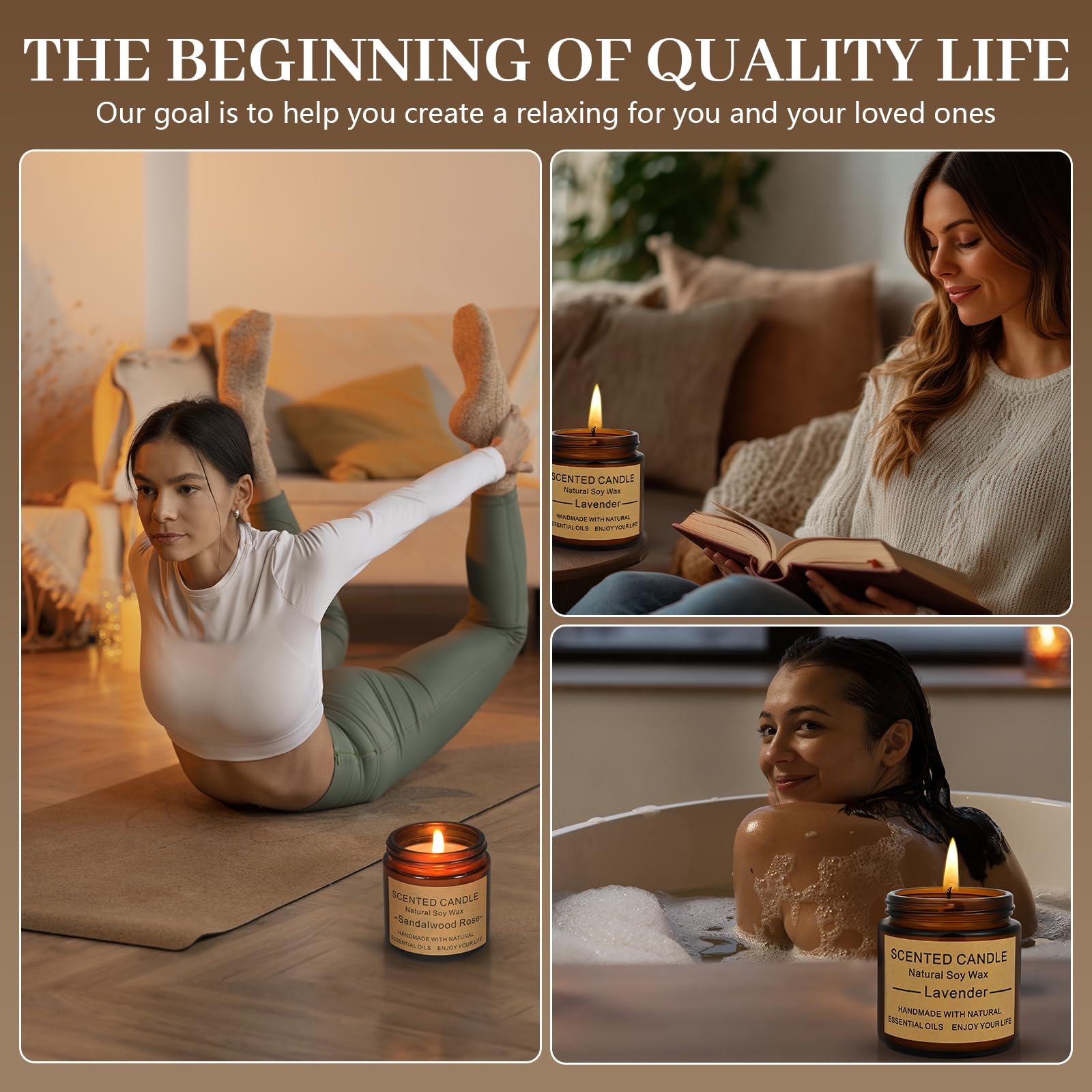 GUYHNE Sandalwood Rose jar candle for earthy floral warmth