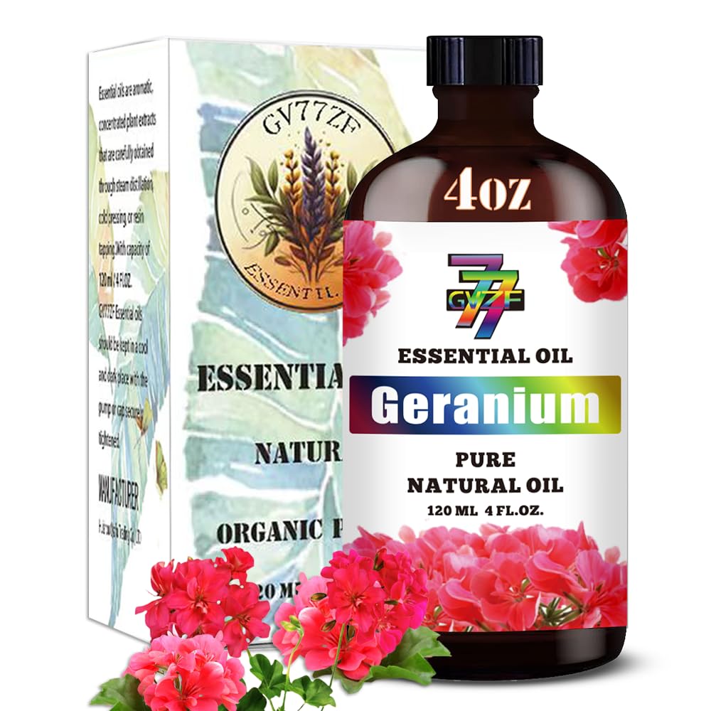 GV77ZF Geranio Aceite Esencial para cuidado de la piel casero.