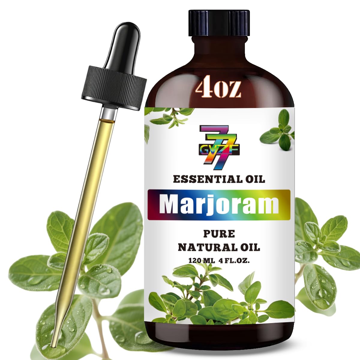 GV77ZF Mejorana, aceite en bote vidrio ámbar 4 oz, aroma puro para difusores.