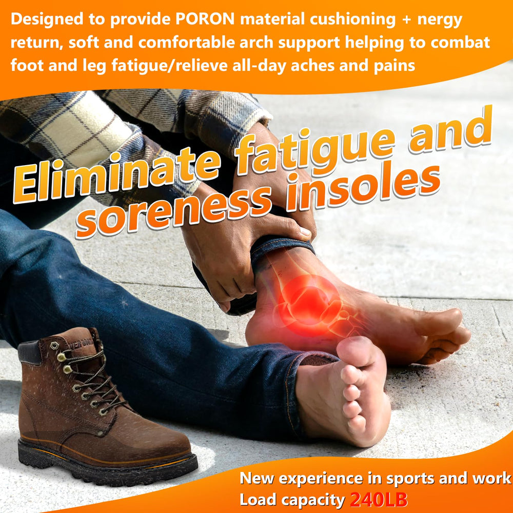 Gviipk heavy-duty work boot insole supports 240+ lbs with impact absorption.