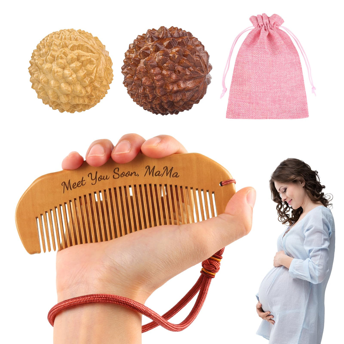 Gwabee birthing comb teeth close-up for targeted labor acupressure