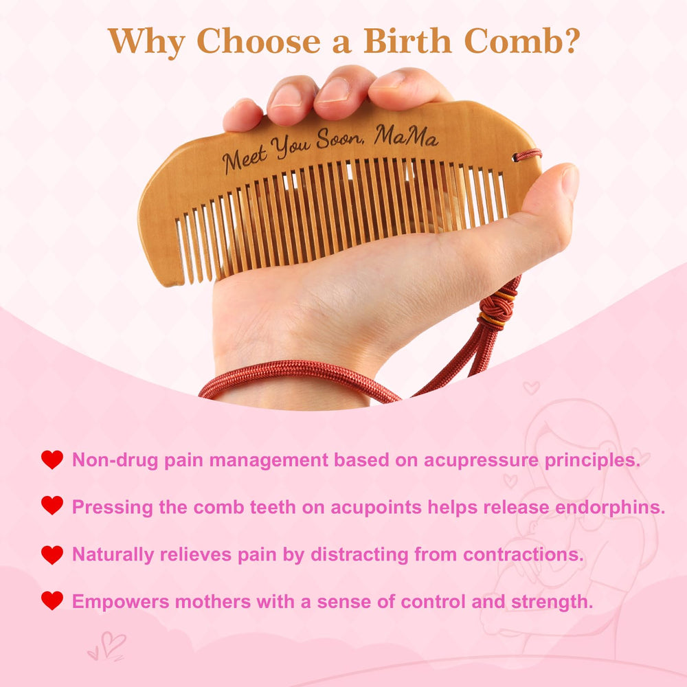 Gwabee wooden birth comb set in clean storage bag