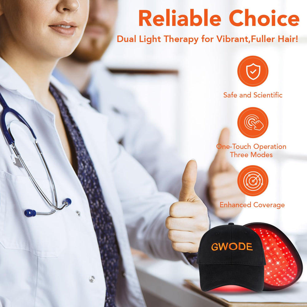GWODE Laser Cap side view highlights ergonomic fit during sessions.